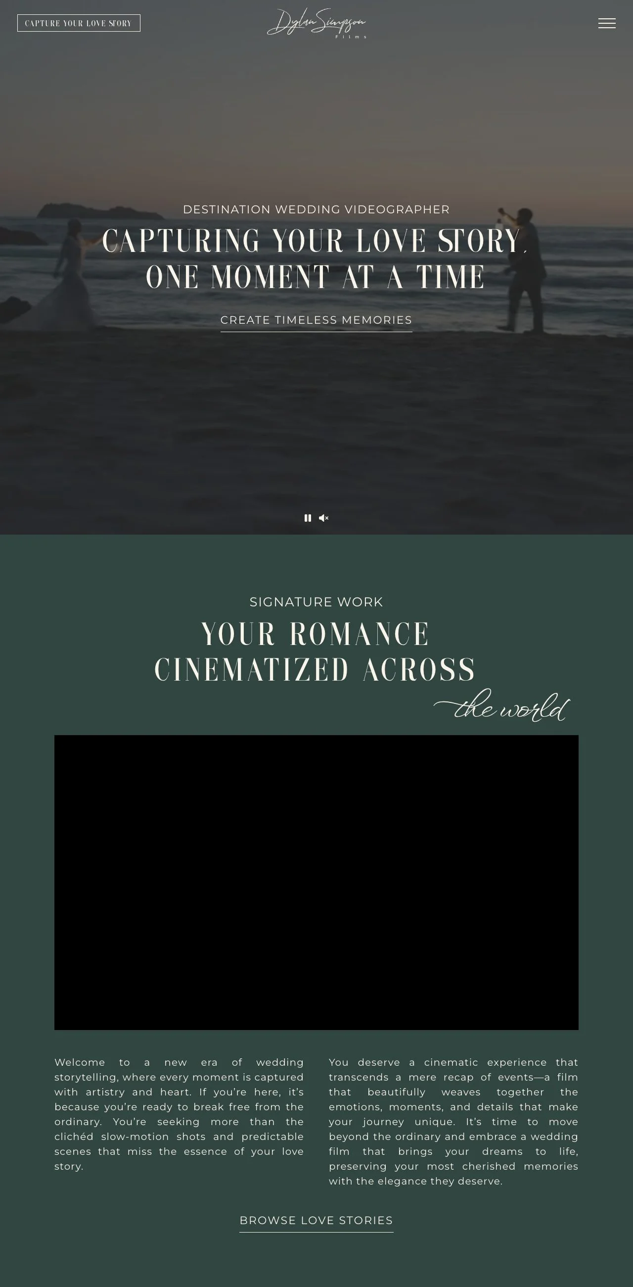 Dylan Simpson Films website, designed and built by Thornwood Digital