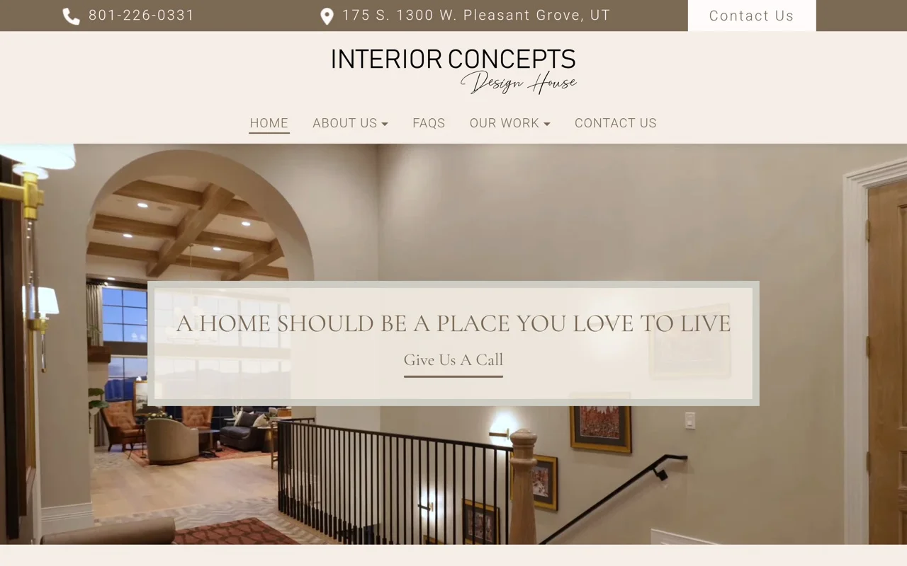 Interior Concepts Design House website, designed and built by Thornwood Digital