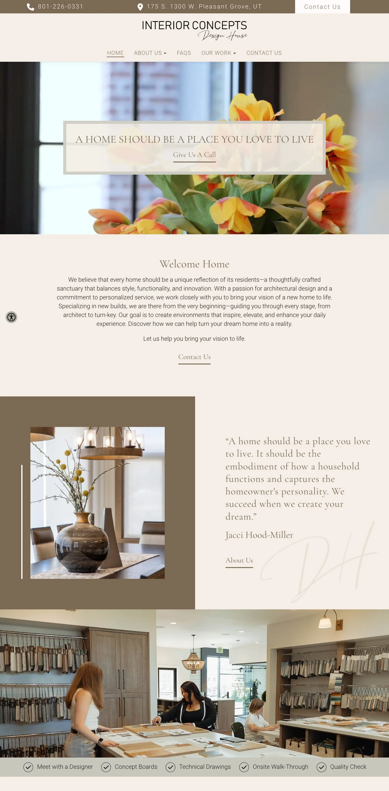 Interior Concepts Design House website, designed and built by Thornwood Digital
