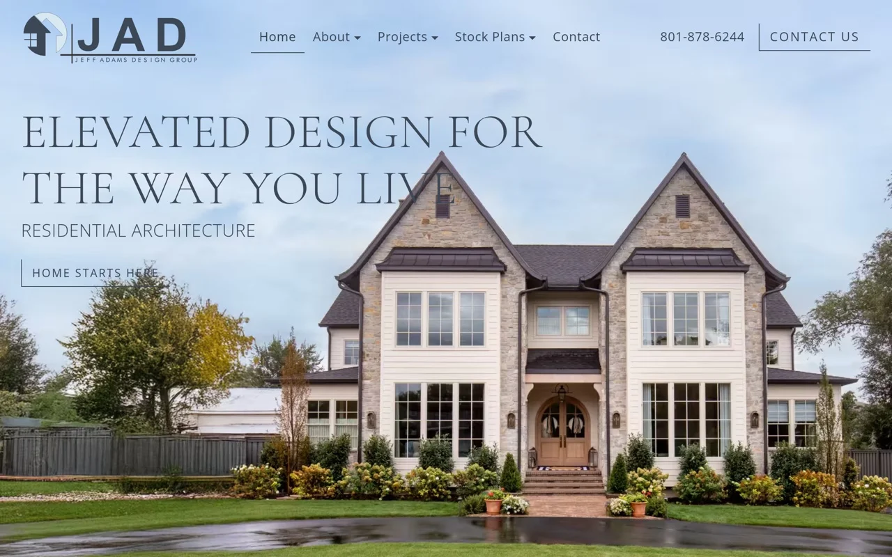 Jeff Adams Design website, designed and built by Thornwood Digital