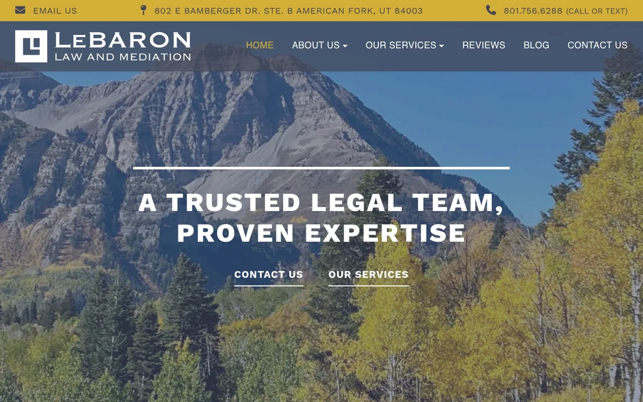LeBaron Law website, designed and built by Thornwood Digital
