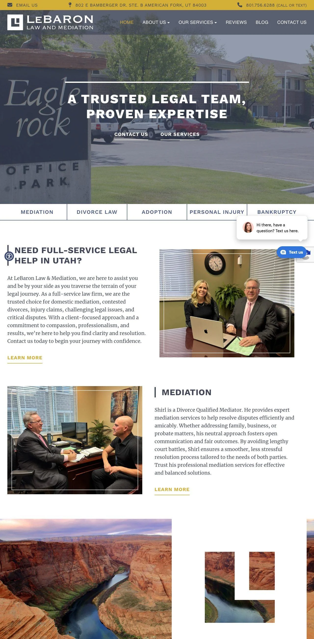LeBaron Law website, designed and built by Thornwood Digital