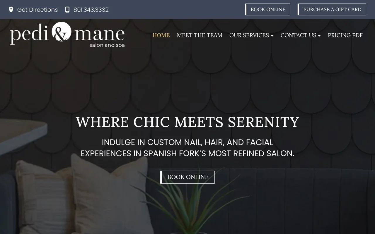 Pedi & Mane website, designed and built by Thornwood Digital