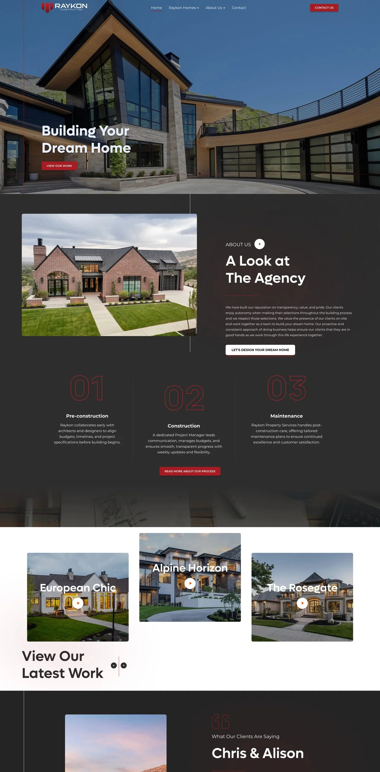 Raykon Construction website, designed and built by Thornwood Digital
