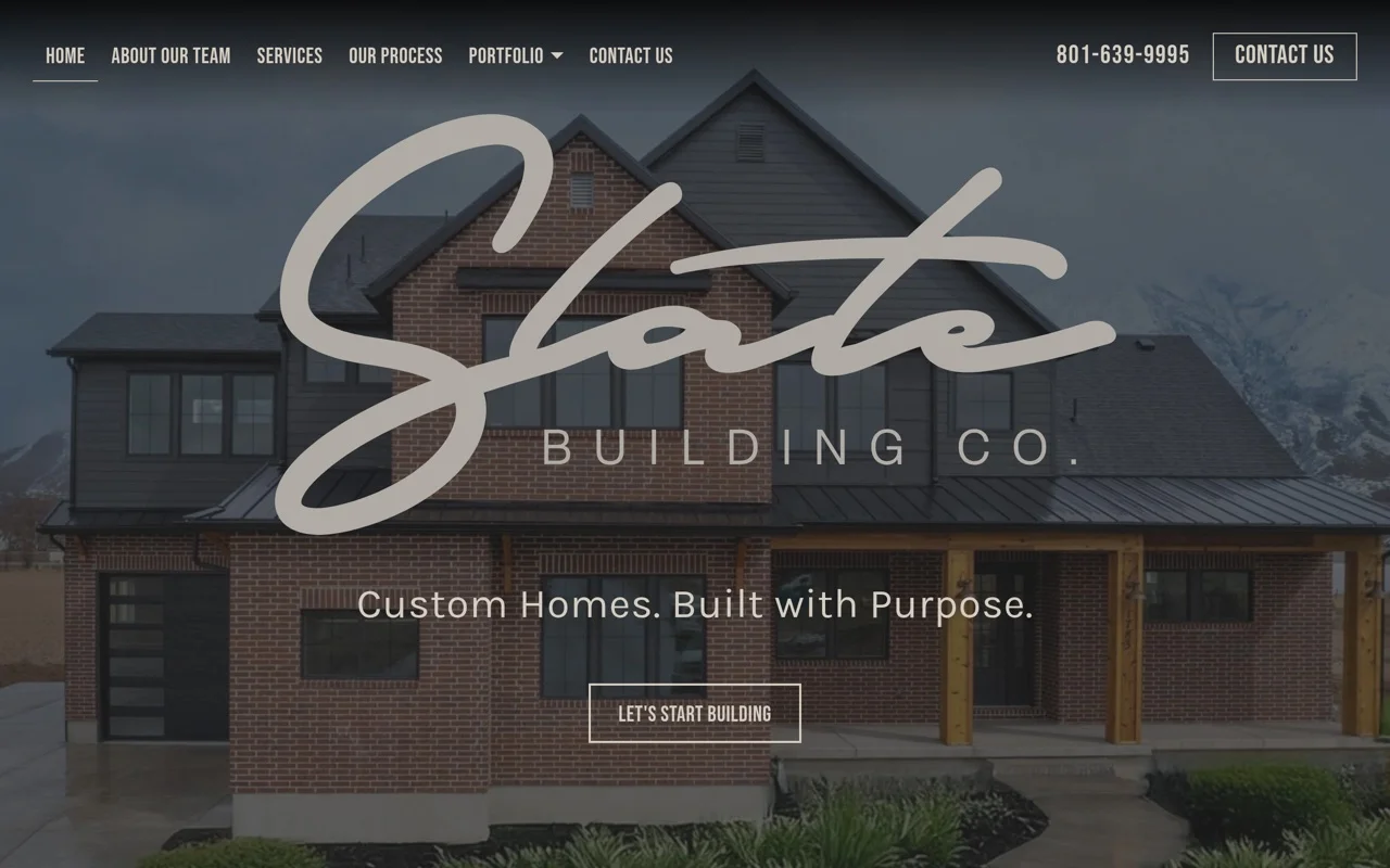 Slate Building Co website, designed and built by Thornwood Digital
